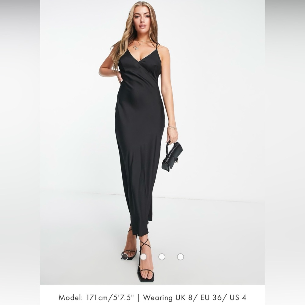 ASOS Black Slip Maxi Dress with Spaghetti Straps size 2